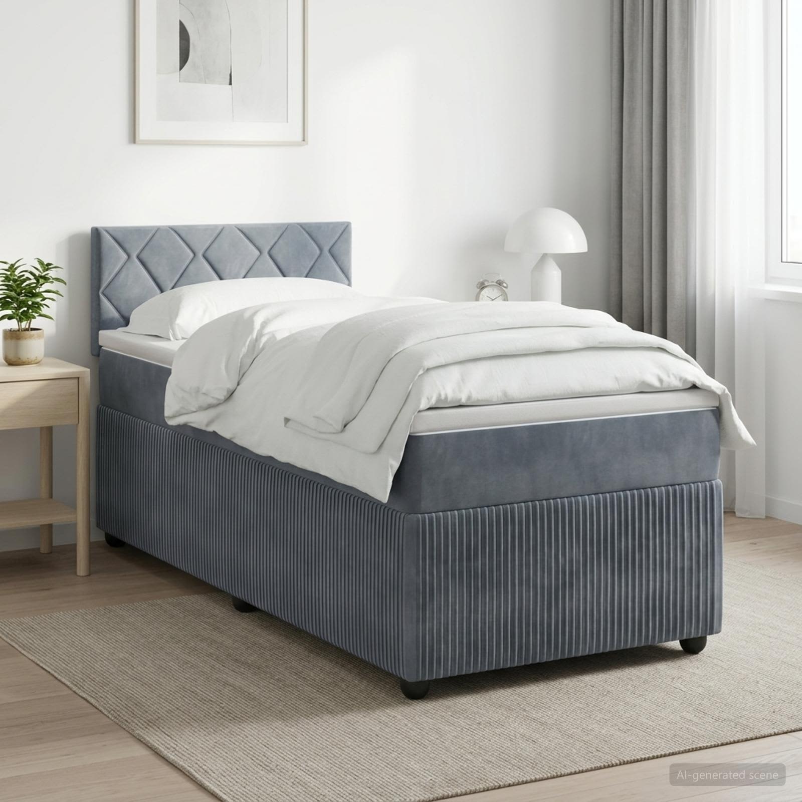 Boxspringbed met matras Donkergrijs 100 x 200 cm Fluweel