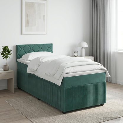Boxspringbed met matras Donkergroen 100 x 200 cm Fluweel