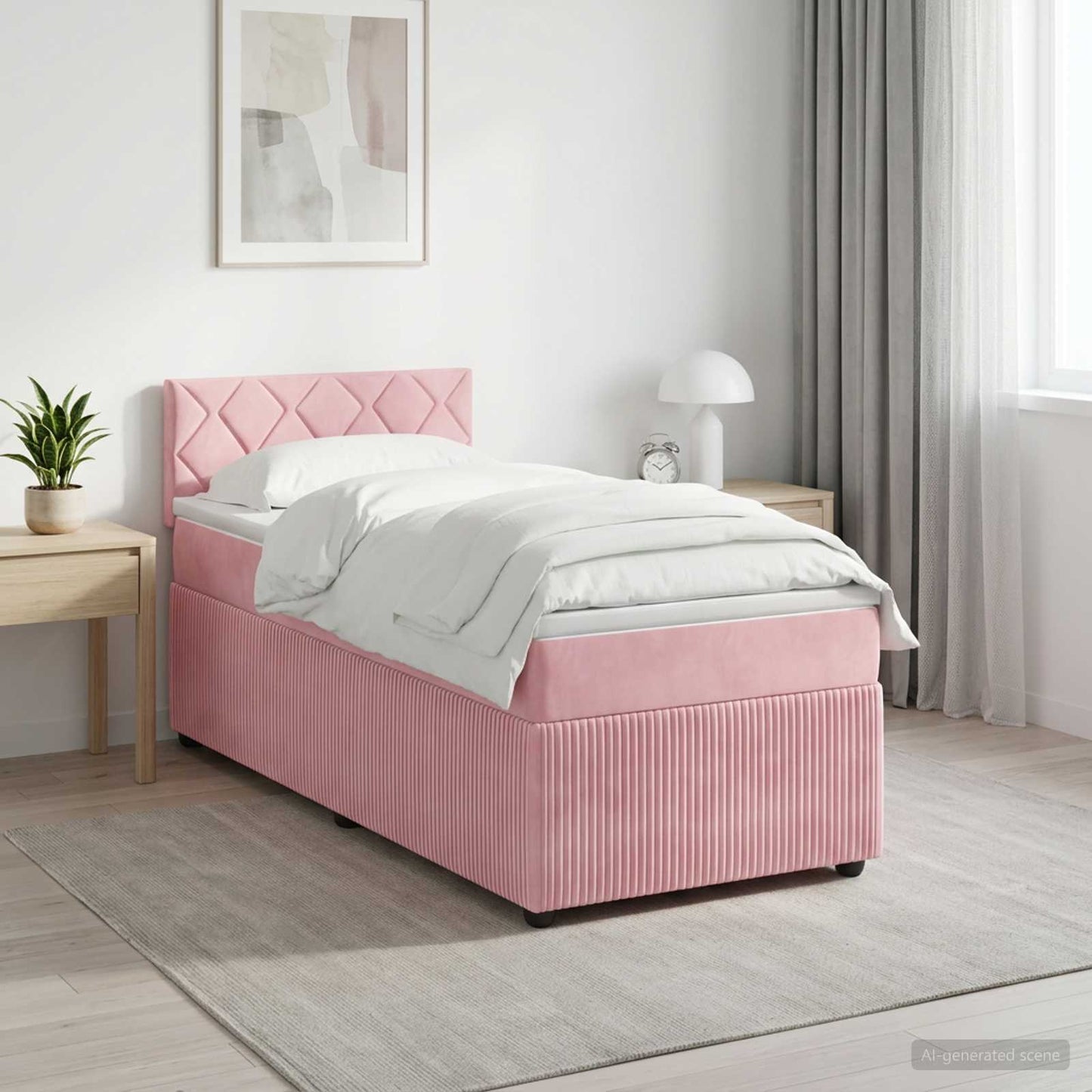 Boxspringbed met matras met hoofdeinde Roze 90 x 200 cm Fluweel