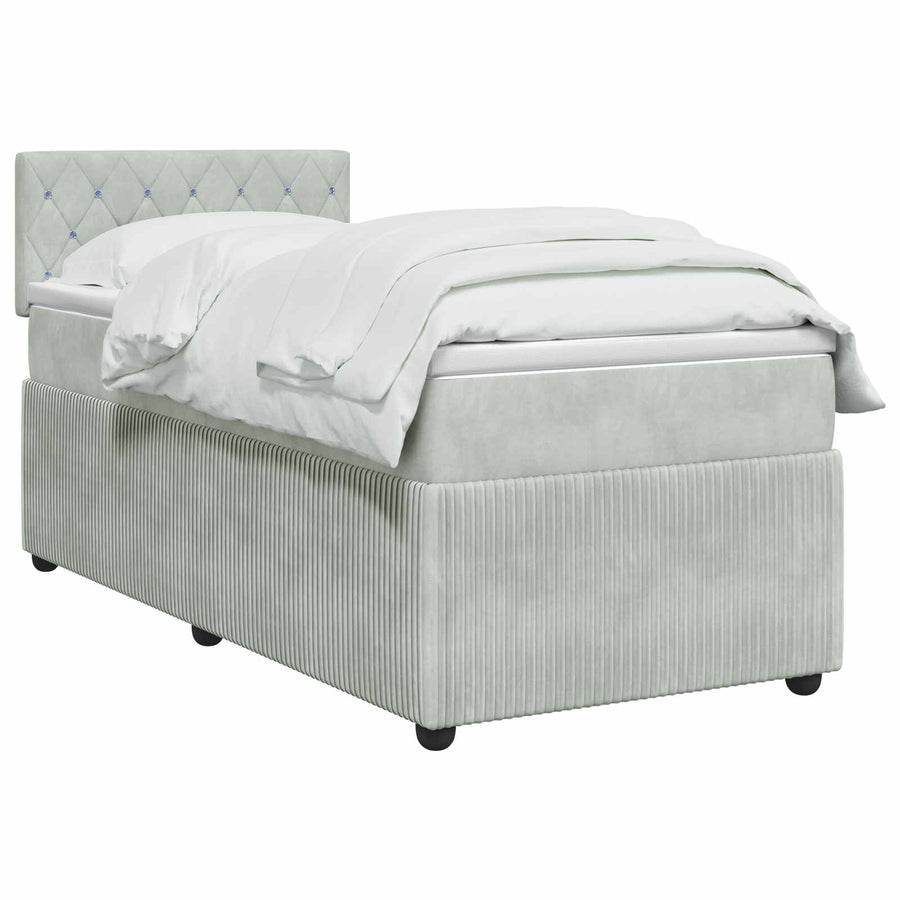 Boxspringbed met matras Lichtgrijs 90 x 190 cm Fluweel