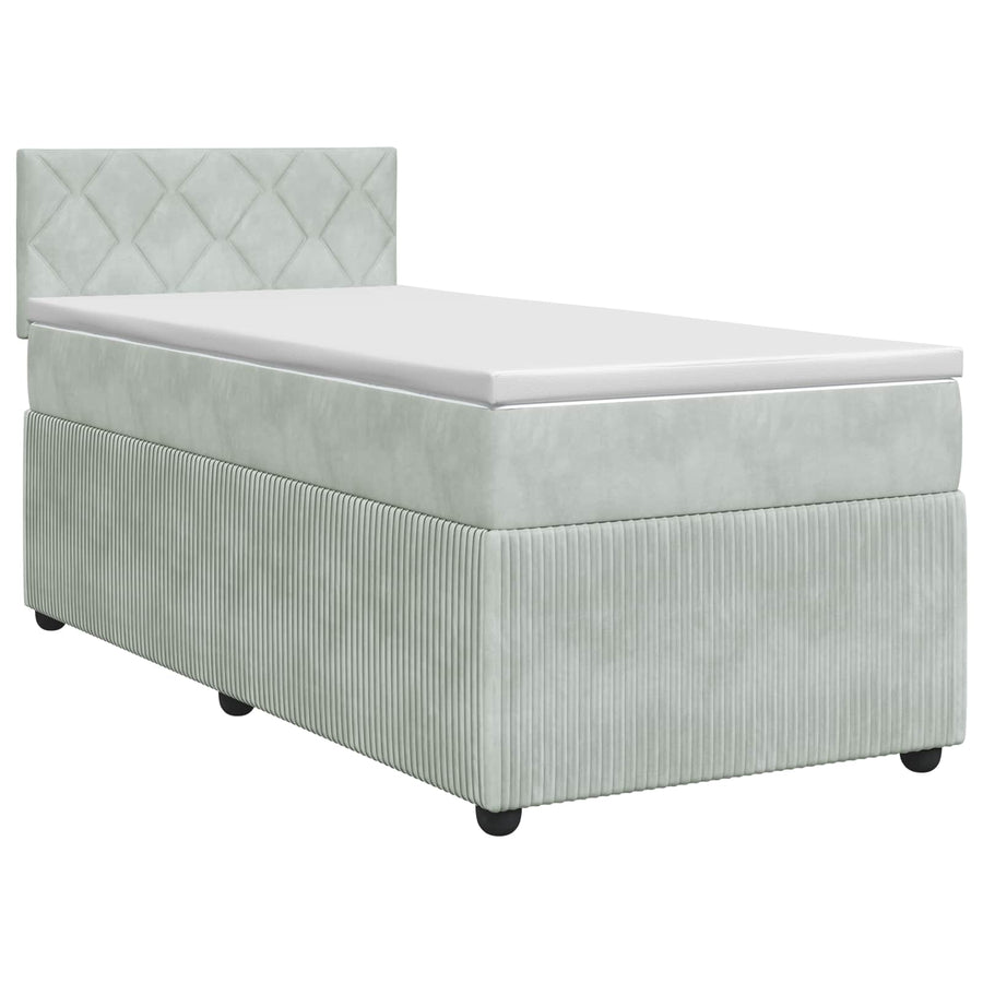 Boxspringbed met matras Lichtgrijs 90 x 190 cm Fluweel