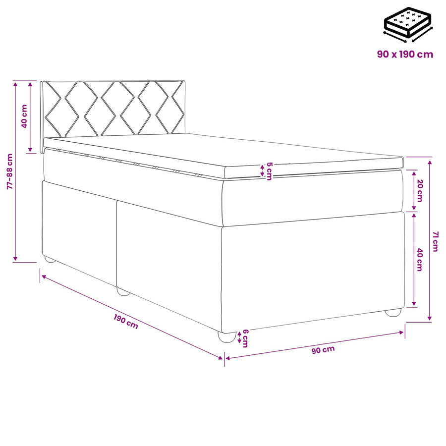 Boxspringbed met matras Donkergrijs 90 x 190 cm Fluweel