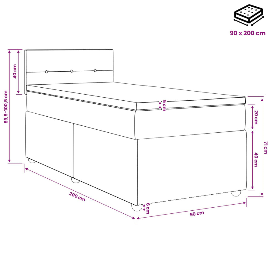 Boxspringbed met matras met hoofdeinde Roze 90 x 200 cm Fluweel
