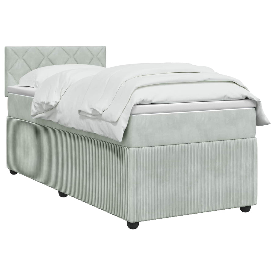 Boxspringbed met matras Lichtgrijs 90 x 200 cm Fluweel