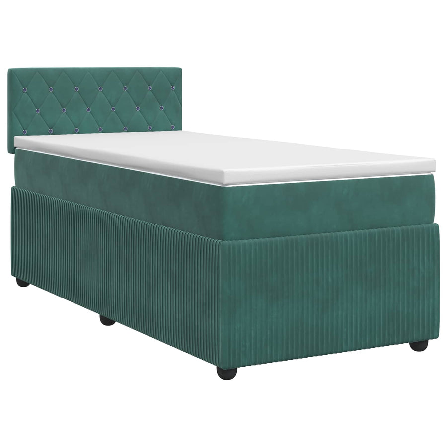 Boxspringbed met matras Donkergroen 100 x 200 cm Fluweel