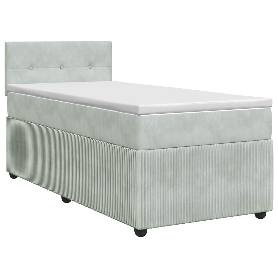 Boxspringbed met matras Lichtgrijs 100 x 200 cm Fluweel