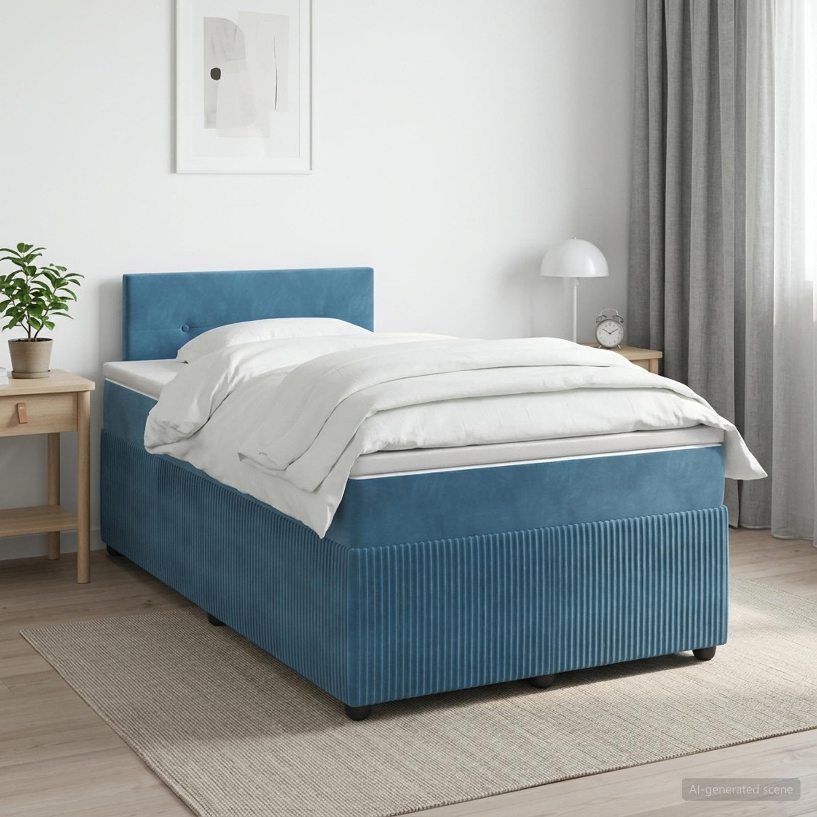 Boxspringbed met matras Blauw 120 x 190 cm Fluweel