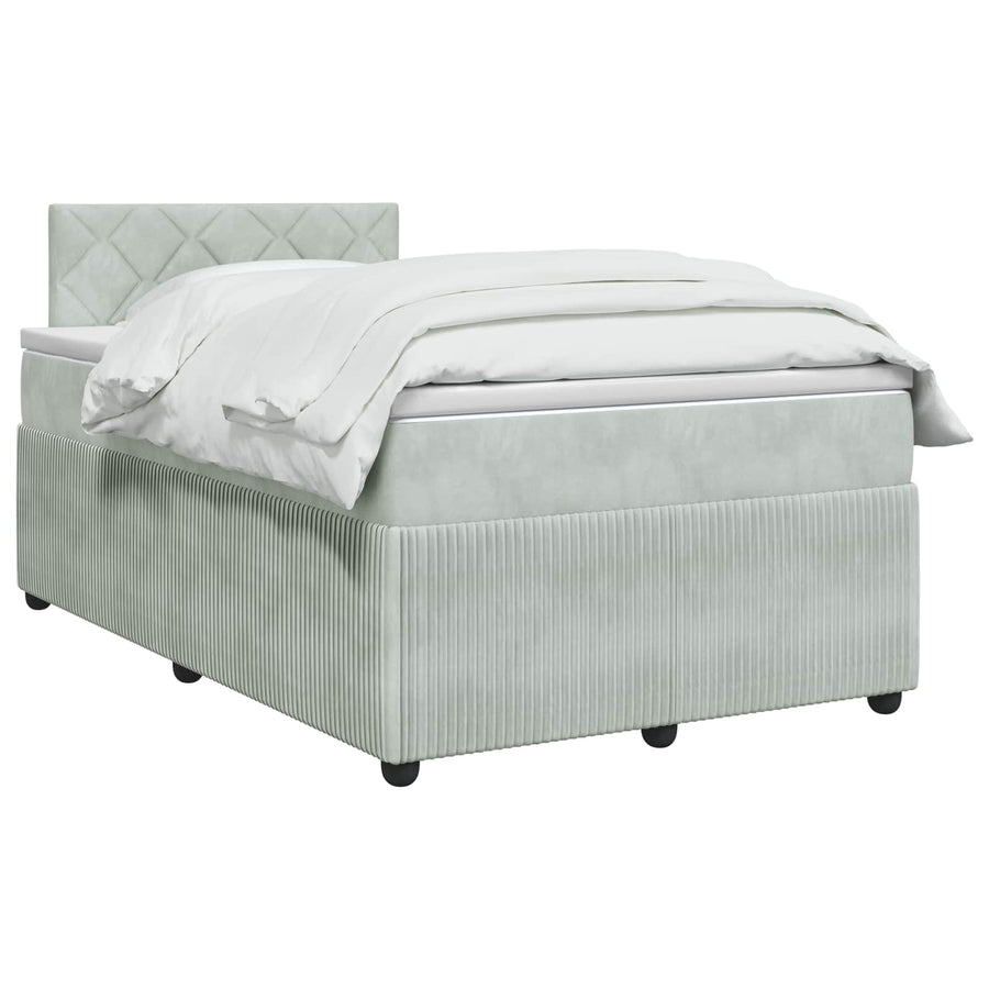 Boxspringbed met matras Lichtgrijs 120 x 190 cm Fluweel