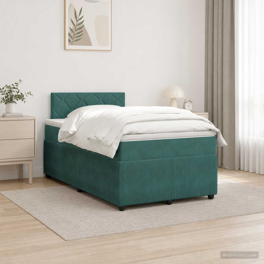 Boxspringbed met matras Donkergroen 120 x 190 cm Fluweel