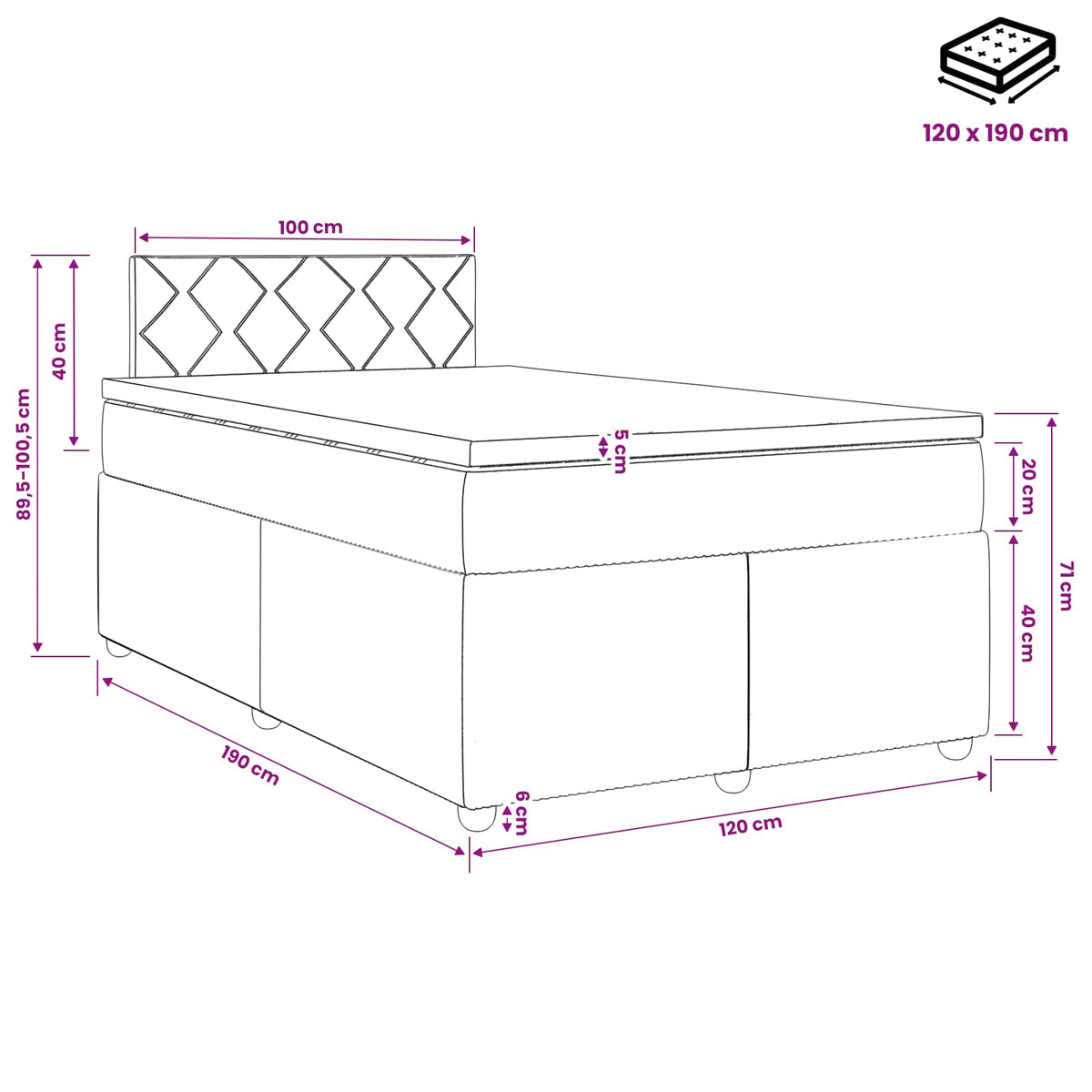 Boxspringbed met matras Donkergroen 120 x 190 cm Fluweel