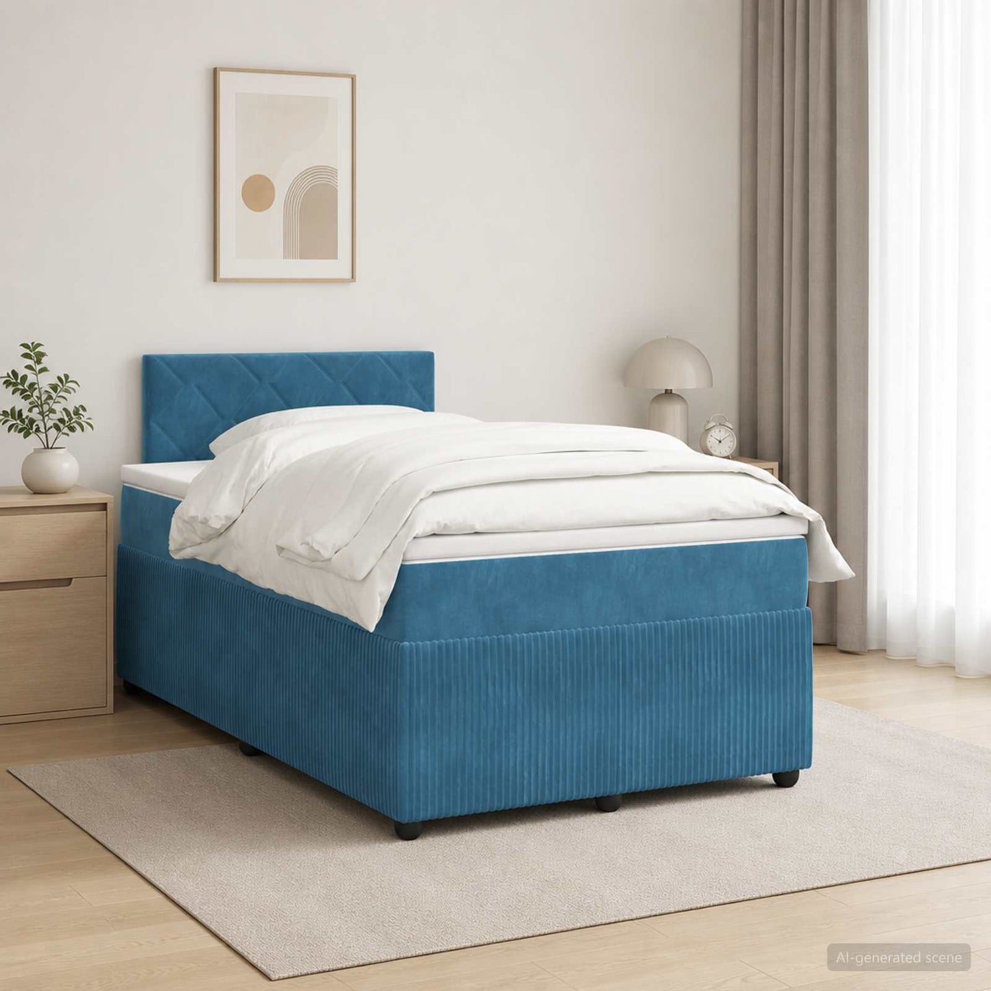 Boxspringbed met matras Blauw 120 x 190 cm Fluweel