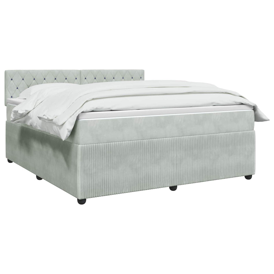 Boxspringbed met matras Lichtgrijs 140 x 190 cm Fluweel