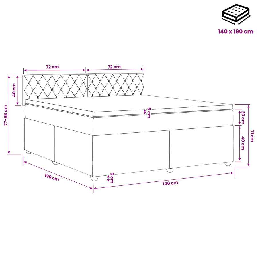 Boxspringbed met matras Donkerblauw 140 x 190 cm Fluweel