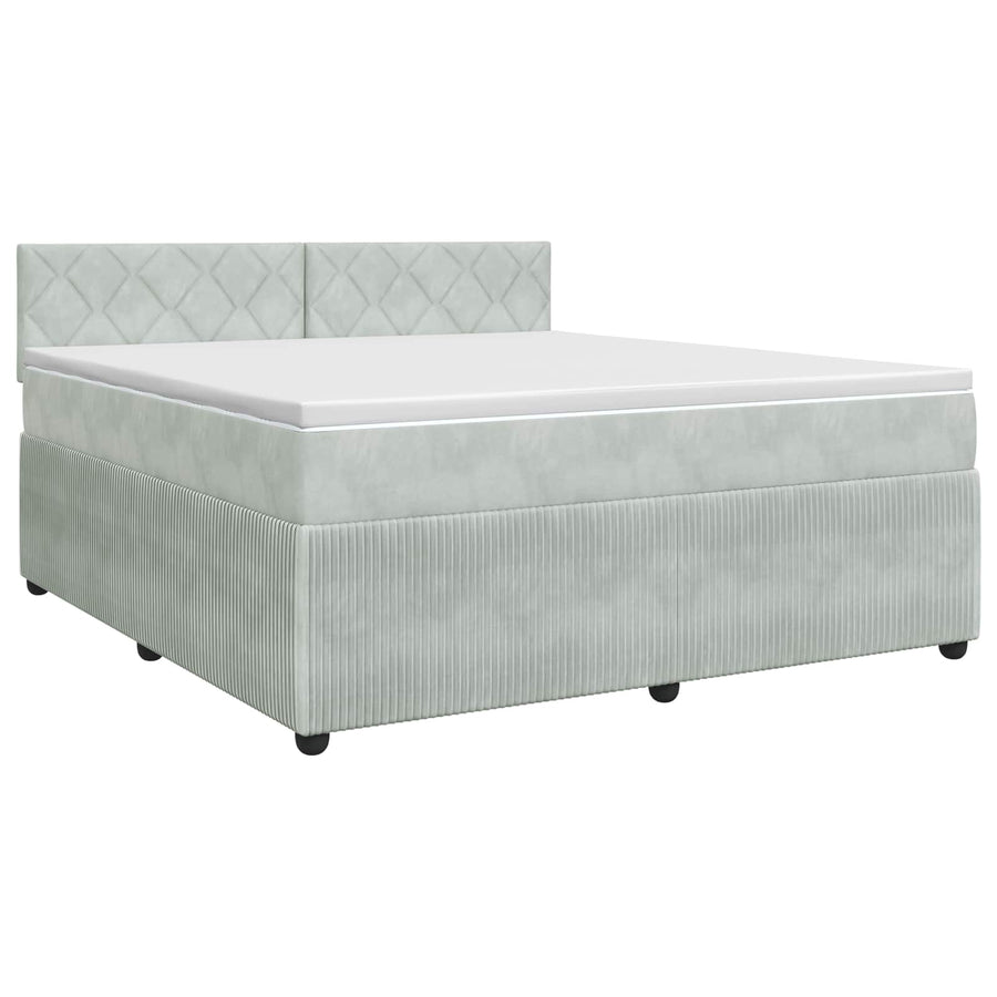 Boxspringbed met matras Lichtgrijs 140 x 190 cm Fluweel