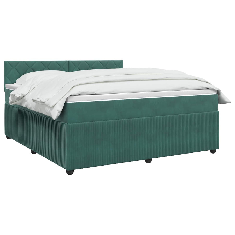 Boxspringbed met matras Donkergroen 140 x 190 cm Fluweel