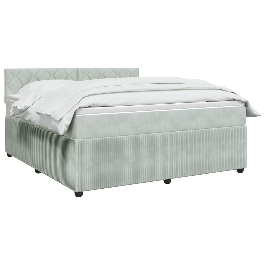 Boxspringbed met matras Lichtgrijs 140 x 200 cm Fluweel