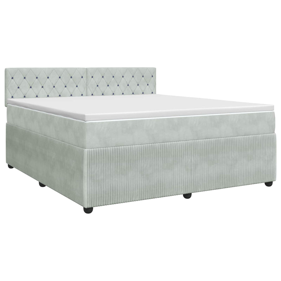 Boxspringbed met matras Lichtgrijs 160 x 200 cm Fluweel