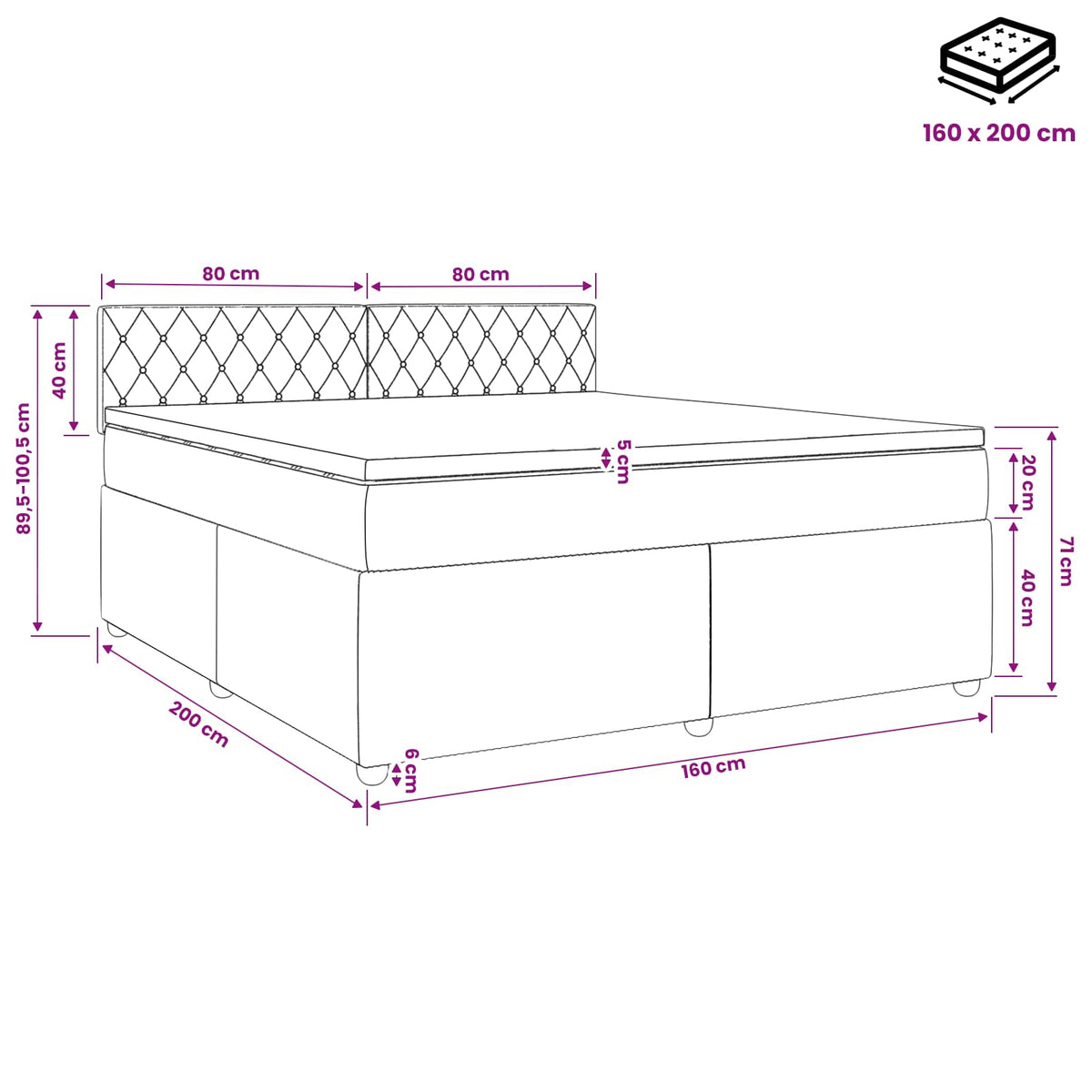 Boxspringbed met matras Roze 160 x 200 cm Fluweel