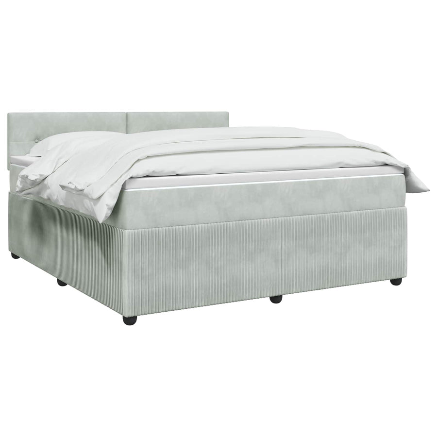 Boxspringbed met matras Lichtgrijs 160 x 200 cm Fluweel