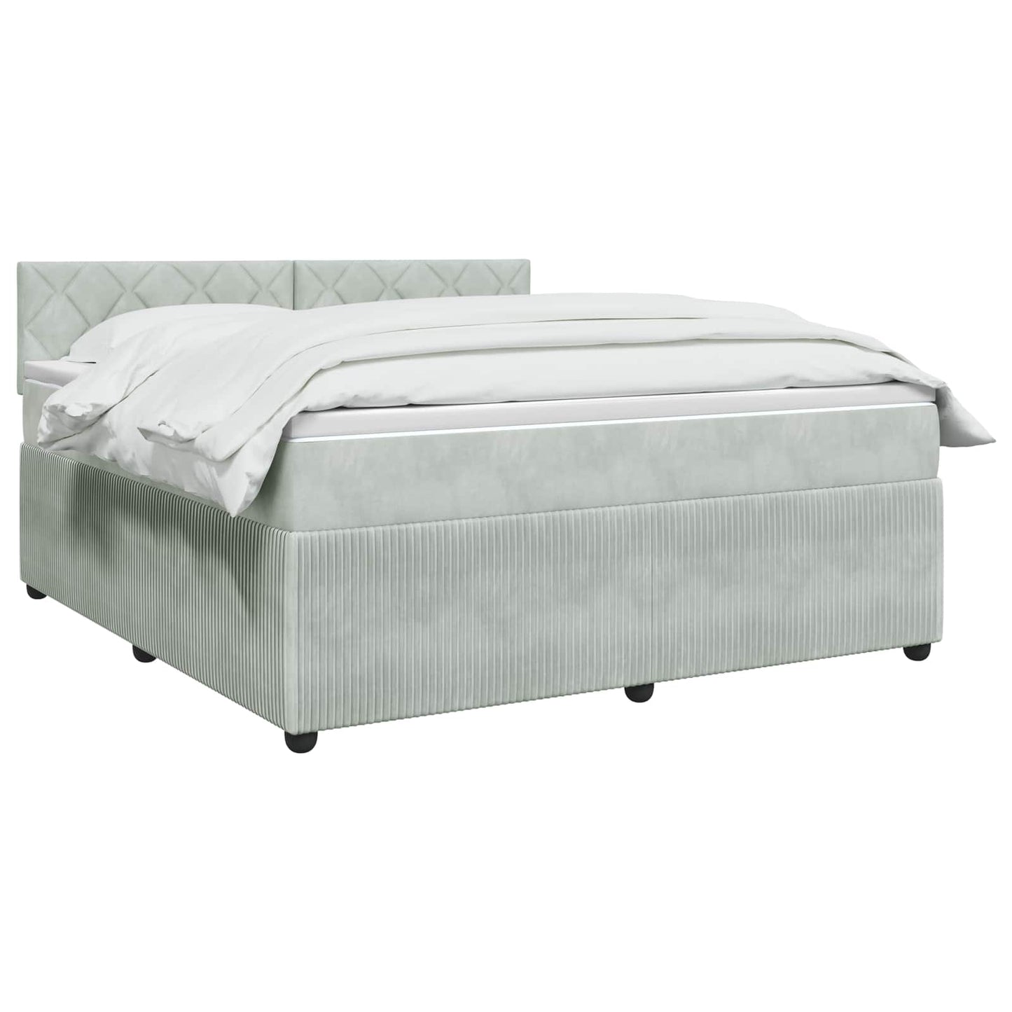 Boxspringbed met matras Lichtgrijs 160 x 200 cm Fluweel