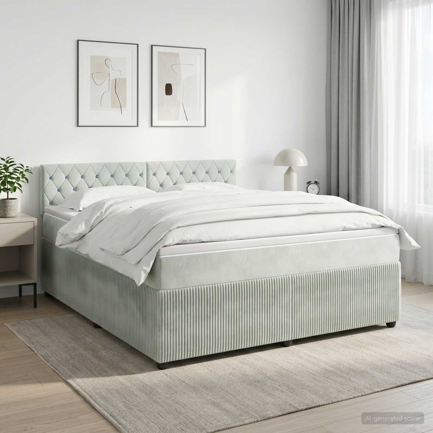 Boxspringbed met matras Lichtgrijs 180 x 200 cm Fluweel
