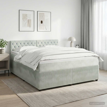 Boxspringbed met matras Lichtgrijs 180 x 200 cm Fluweel