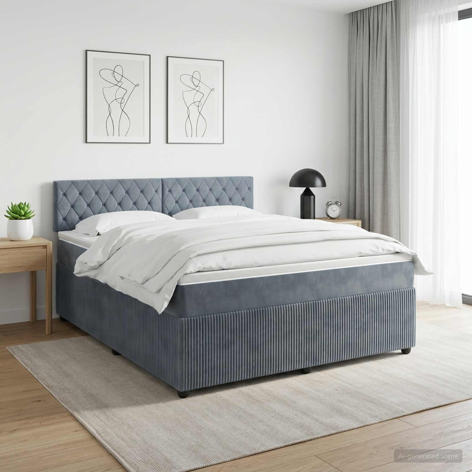 Boxspringbed met matras Donkergrijs 180 x 200 cm Fluweel