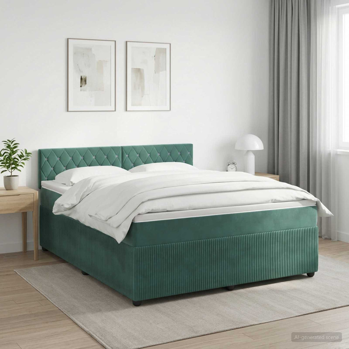 Boxspringbed met matras Donkergroen 160 x 200 cm Fluweel
