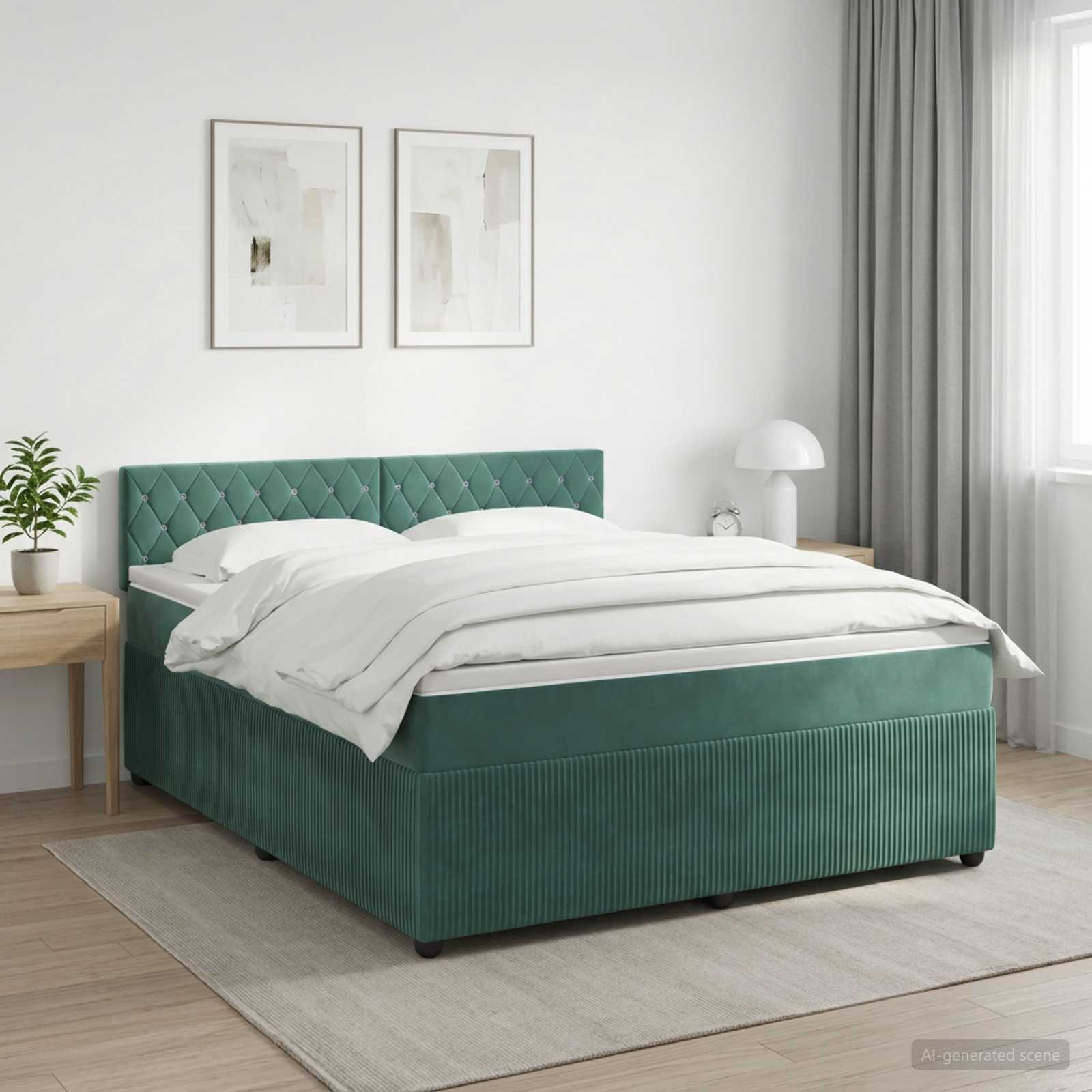 Boxspringbed met matras Donkergroen 180 x 200 cm Fluweel