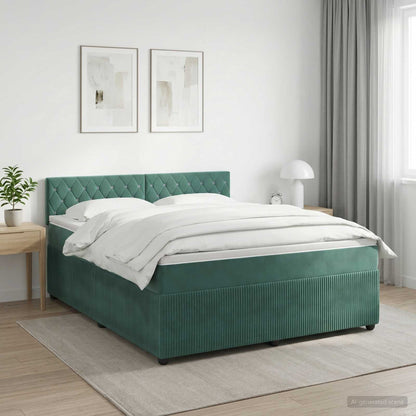 Boxspringbed met matras Donkergroen 180 x 200 cm Fluweel