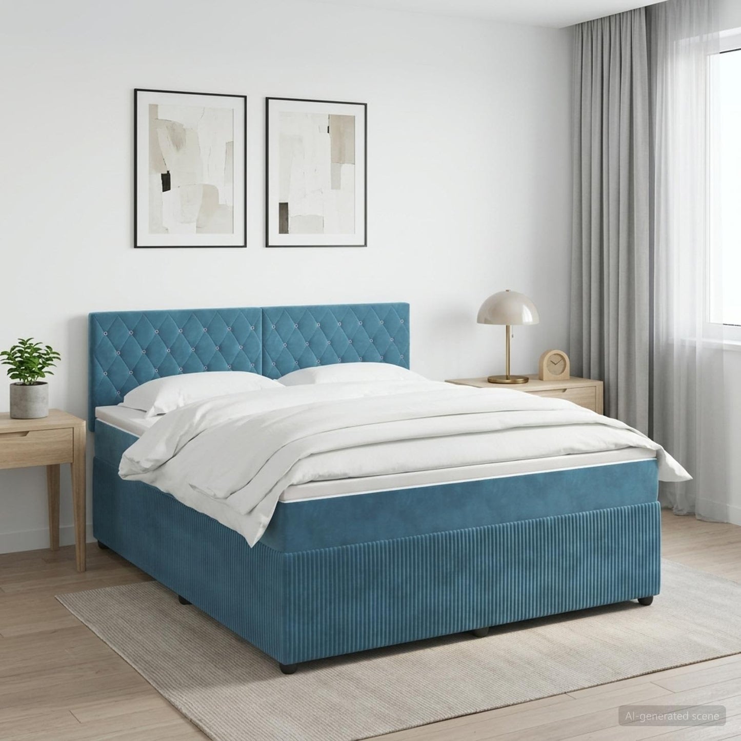 Boxspringbed met matras Donkerblauw 180 x 200 cm Fluweel
