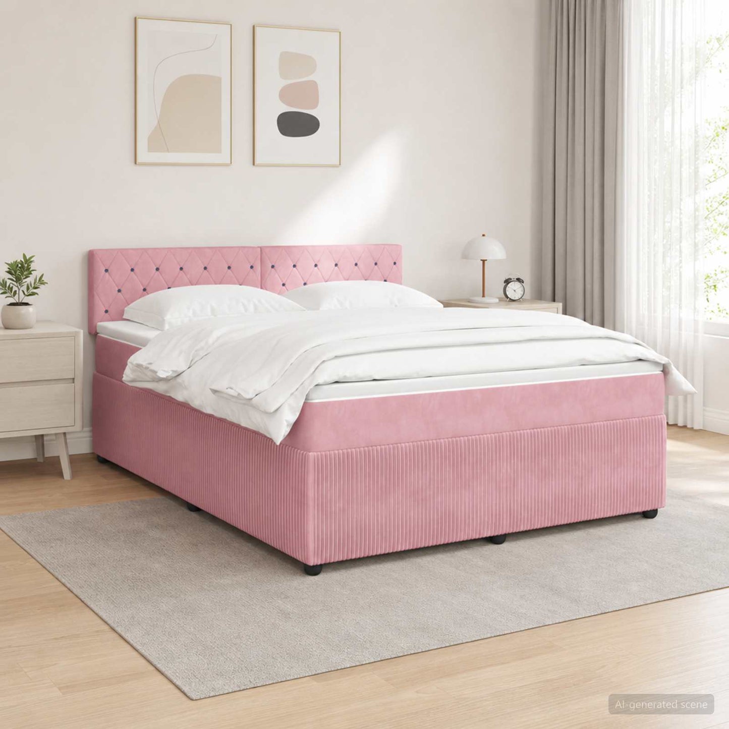 Boxspringbed met matras Roze 140 x 200 cm Fluweel