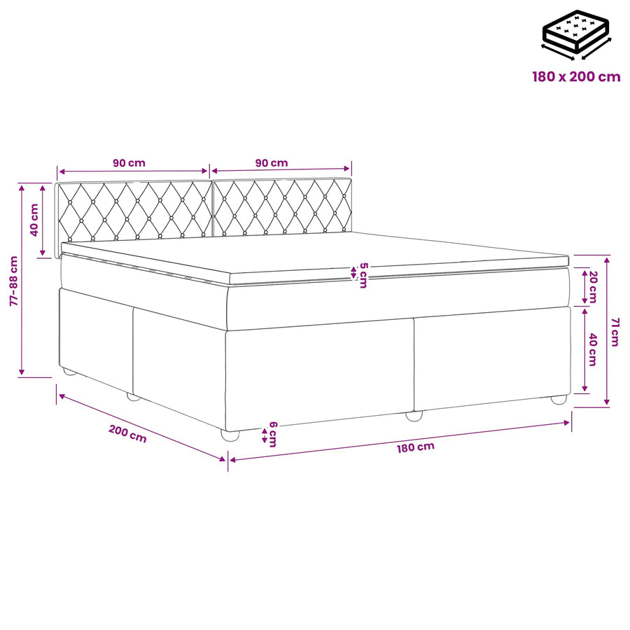Boxspringbed met matras Roze 180 x 200 cm Fluweel