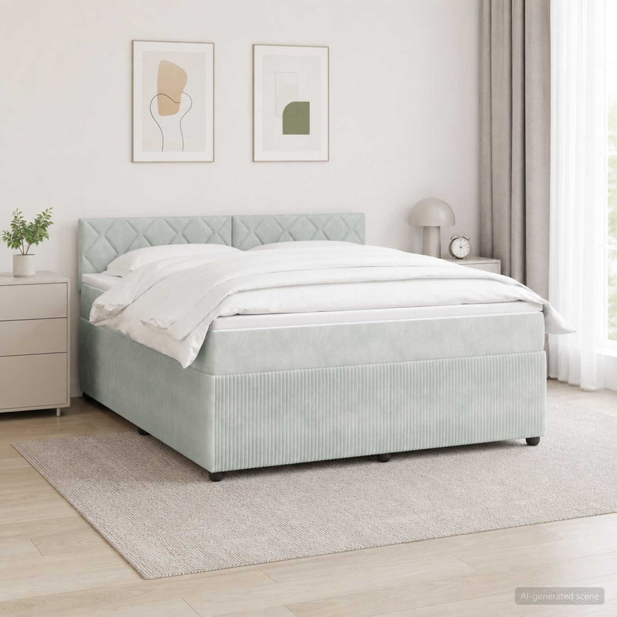 Boxspringbed met matras Lichtgrijs 160 x 200 cm Fluweel