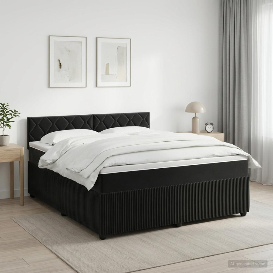 Boxspringbed met matras Zwart 160 x 200 cm Fluweel