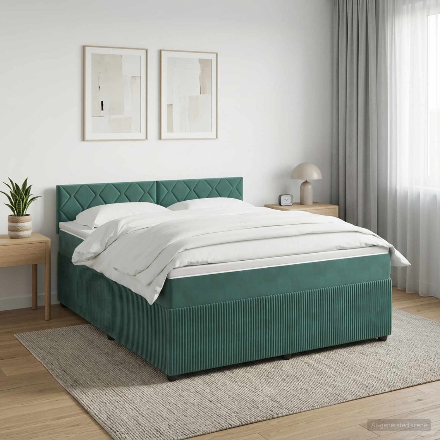 Boxspringbed met matras Donkergroen 160 x 200 cm Fluweel