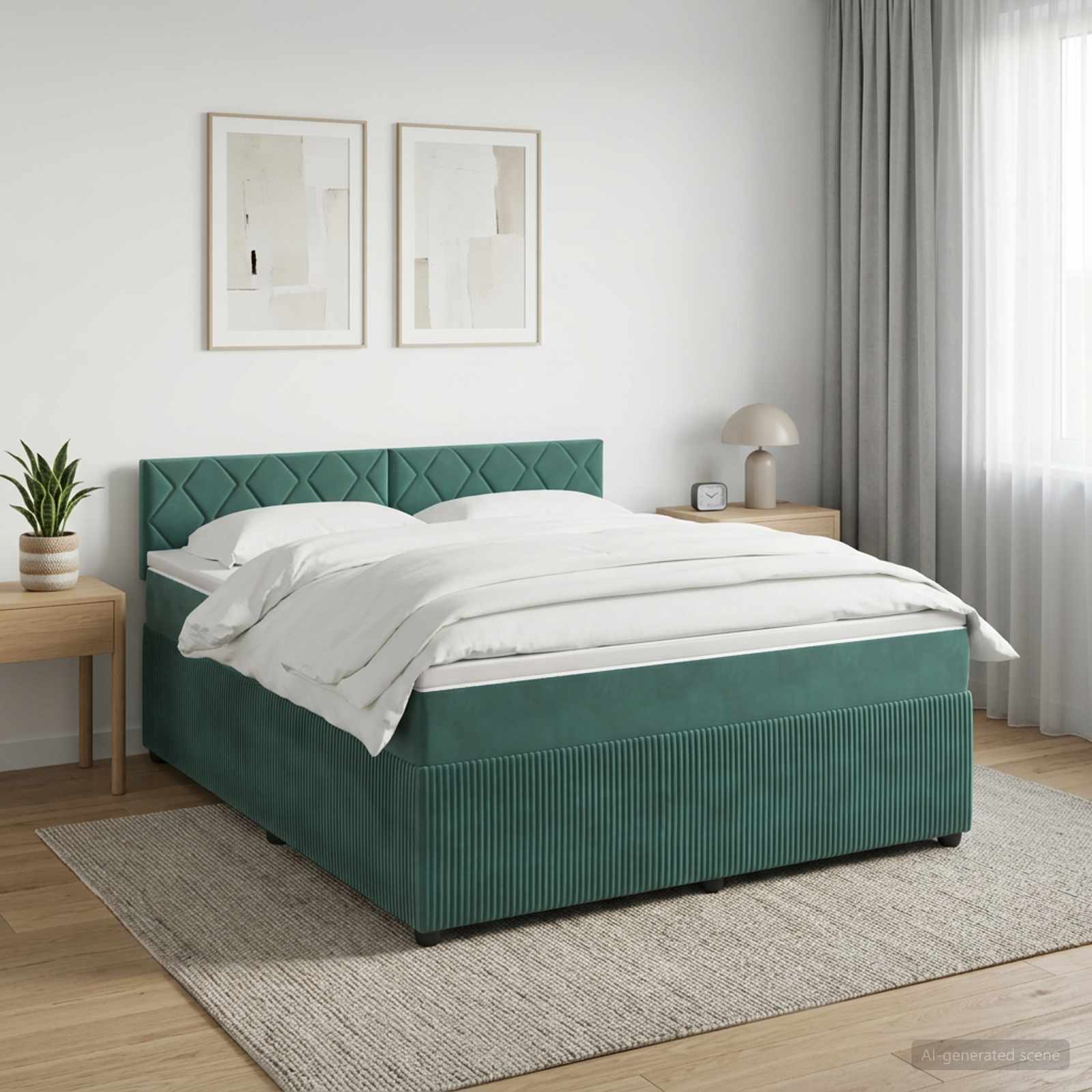 Boxspringbed met matras Donkergroen 160 x 200 cm Fluweel