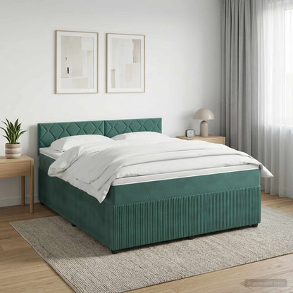Boxspringbed met matras Donkergroen 160 x 200 cm Fluweel