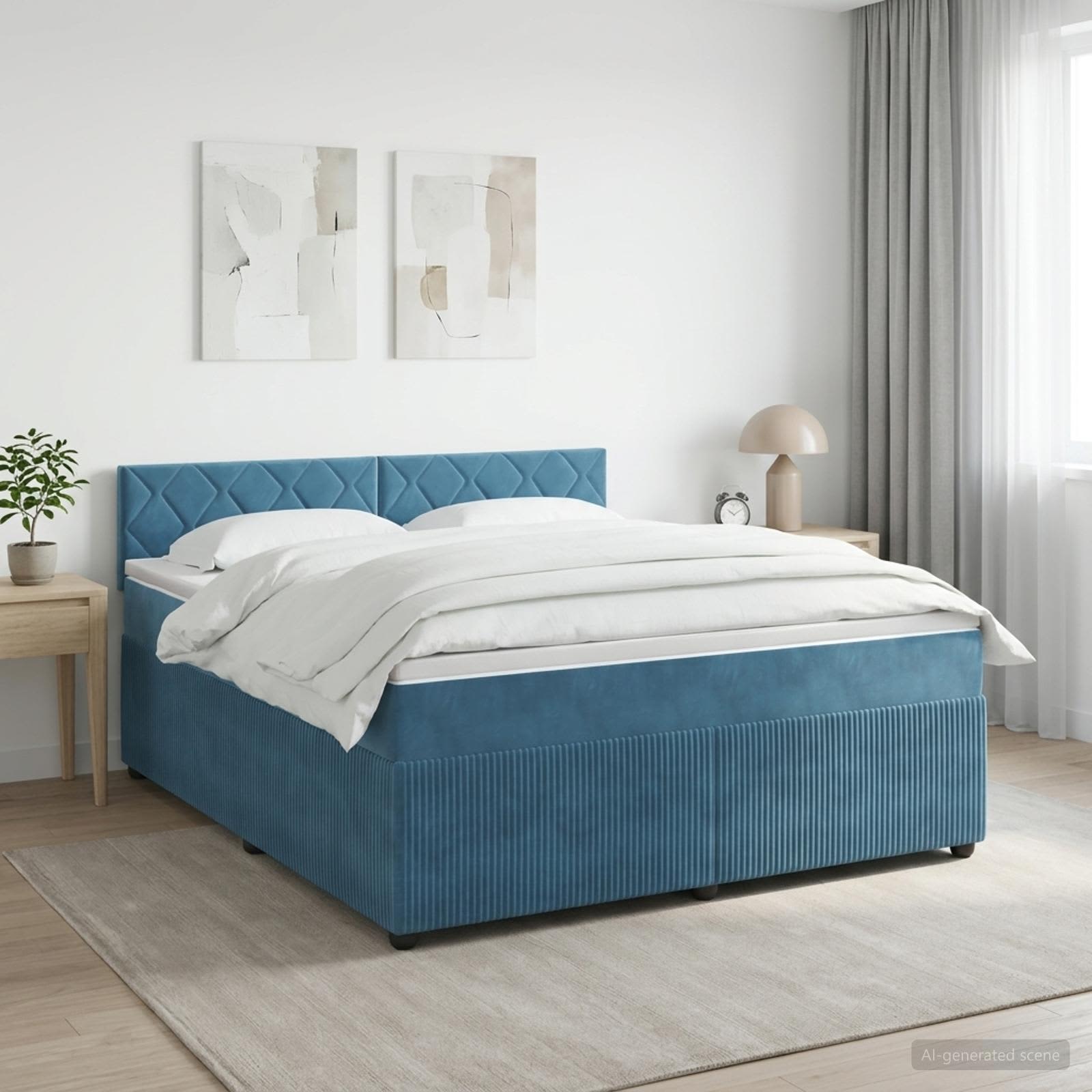 Boxspringbed met matras Donkerblauw 140 x 200 cm Fluweel