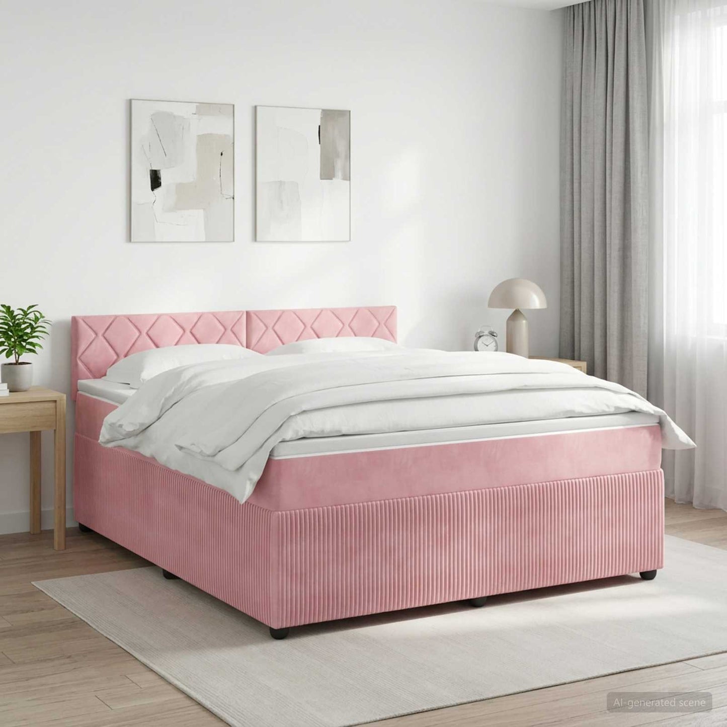 Boxspringbed met matras Roze 140 x 200 cm Fluweel