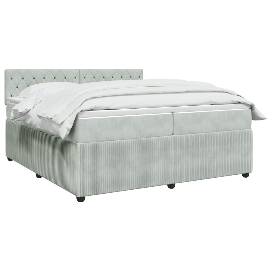 Boxspringbed met matras Lichtgrijs 200 x 200 cm Fluweel