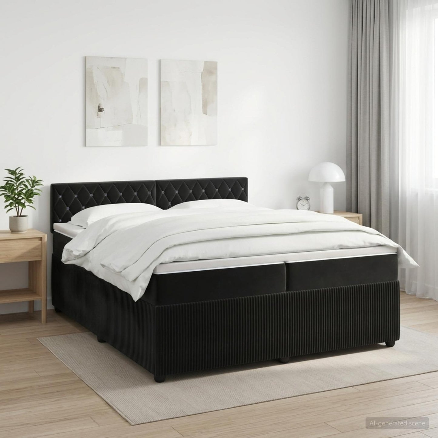 Boxspringbed met matras Zwart 200 x 200 cm Fluweel