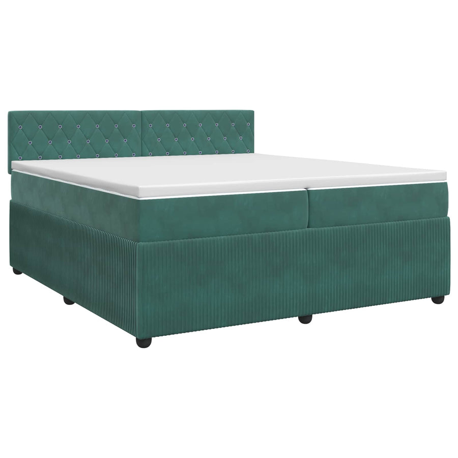 Boxspringbed met matras Donkergroen 200 x 200 cm Fluweel