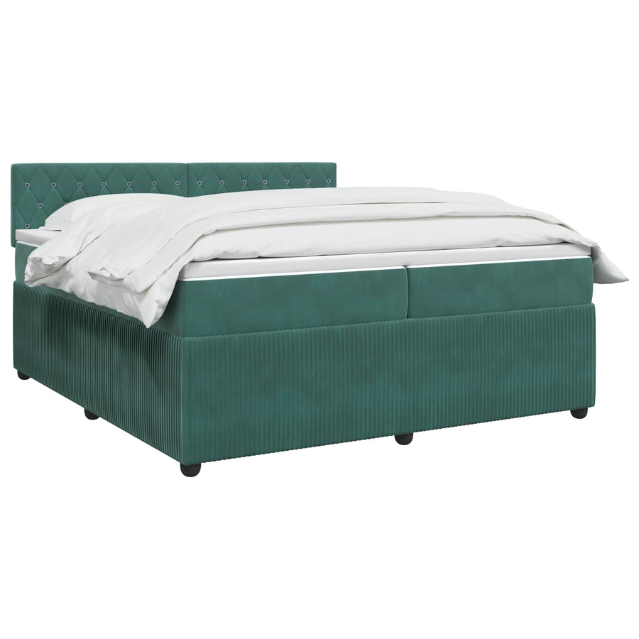 Boxspringbed met matras Donkergroen 200 x 200 cm Fluweel