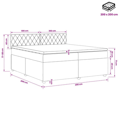 Boxspringbed met matras Donkerblauw 200 x 200 cm Fluweel
