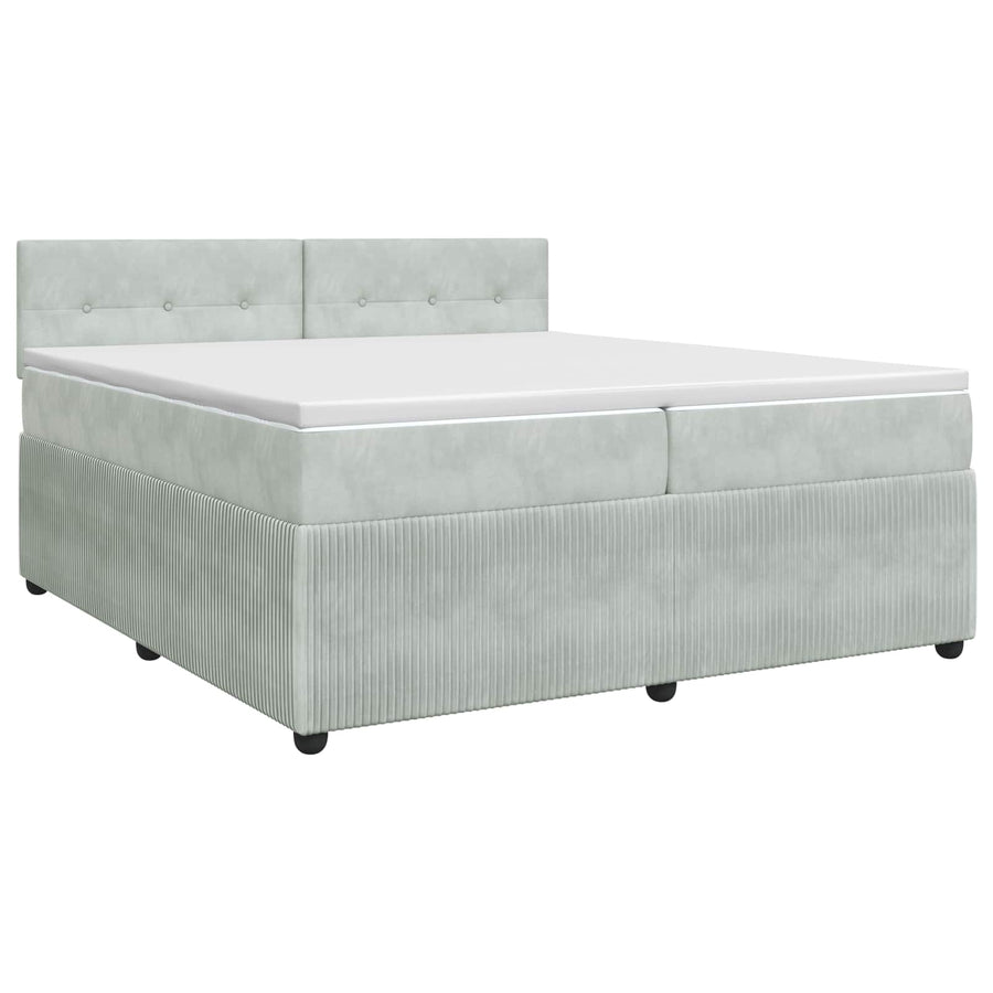 Boxspringbed met matras Lichtgrijs 200 x 200 cm Fluweel