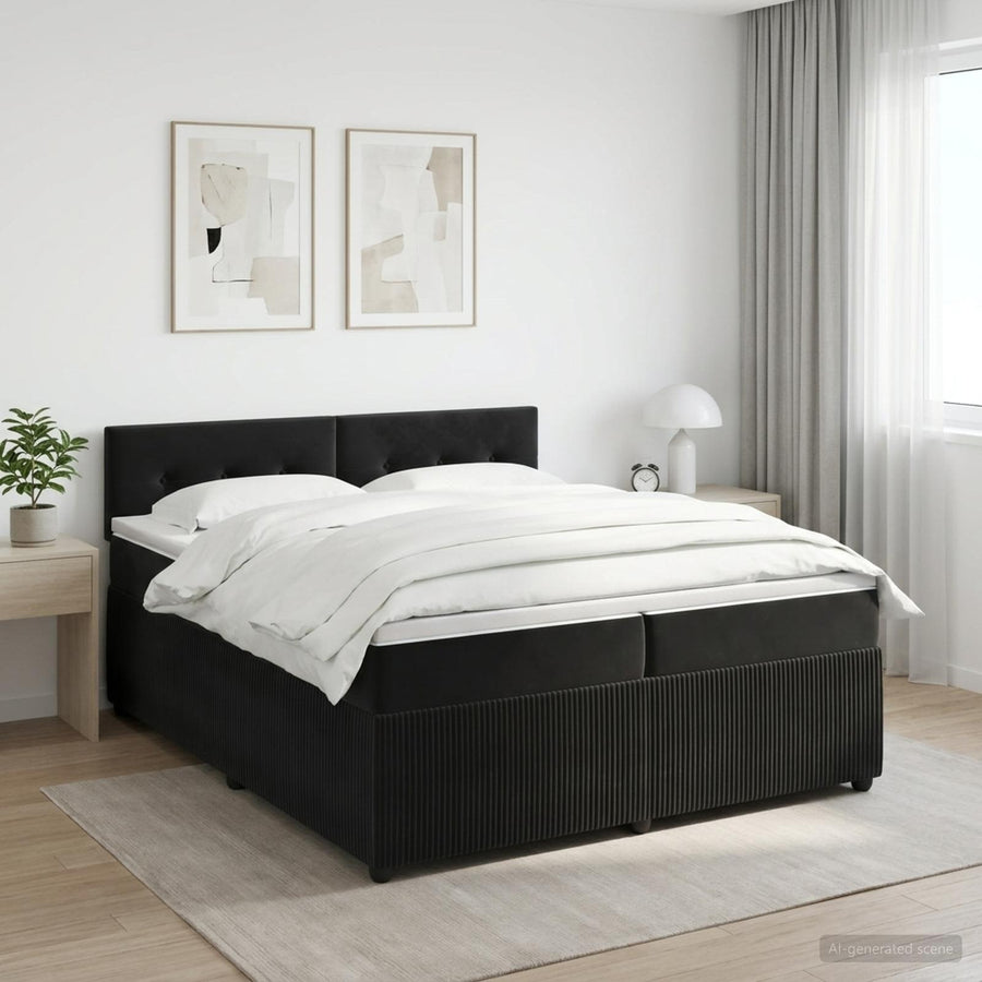 Boxspringbed met matras Zwart 200 x 200 cm Fluweel