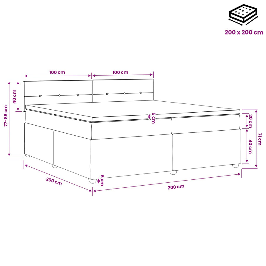Boxspringbed met matras Zwart 200 x 200 cm Fluweel