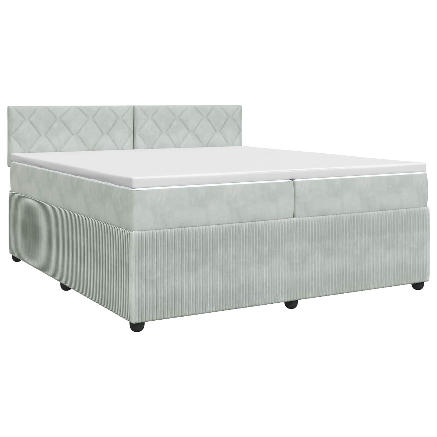 Boxspringbed met matras Lichtgrijs 200 x 200 cm Fluweel