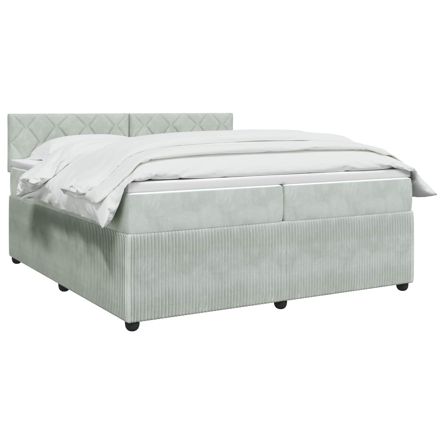 Boxspringbed met matras Lichtgrijs 200 x 200 cm Fluweel